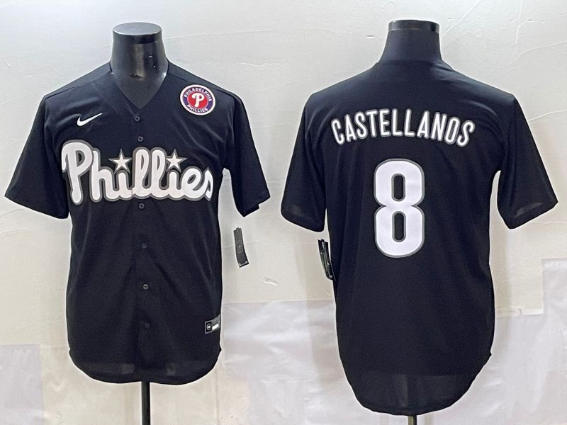 Men 2025 Philadelphia Phillies #8 Castellanos Black Fashion Nike MLB Jersey style 7157